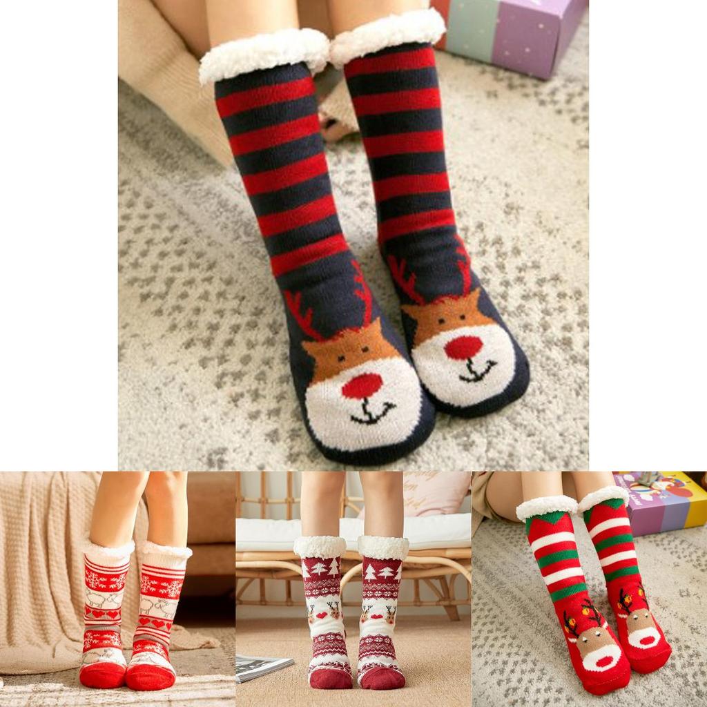 Kuschelige Weihnachts-Haussocken mit luxuriösem Faux-Fleece-Futter für Familienkomfort