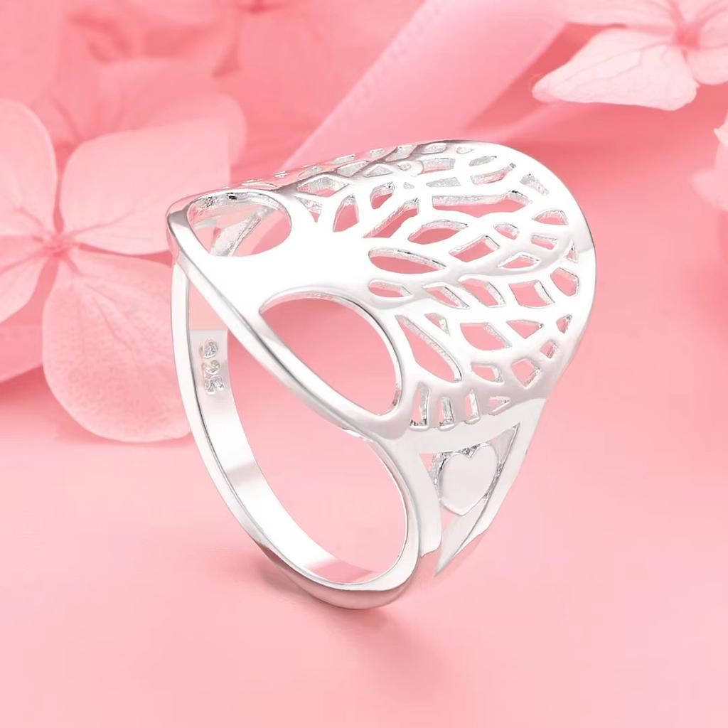 1pcs 925 Sterling Silver Exquisite Leaf Ring Fashion Women Charm Jewelry Engagement Accessory Gift