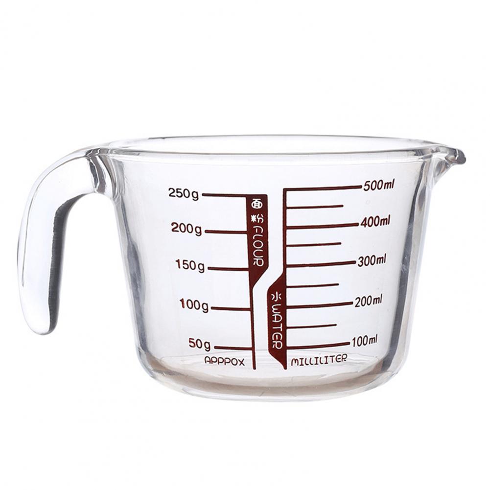 Metric Measuring Cup Heat-resistant Glass Measuring Cup with Easy-pour Spout Handle for Cooking Baking 500/1000ml for Kitchen