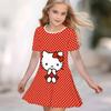 Girls 3D Print Dresses Kids Girl Party Short Sleeve Princess Dress Tank 3D  Likable Cartoon  Print Dress