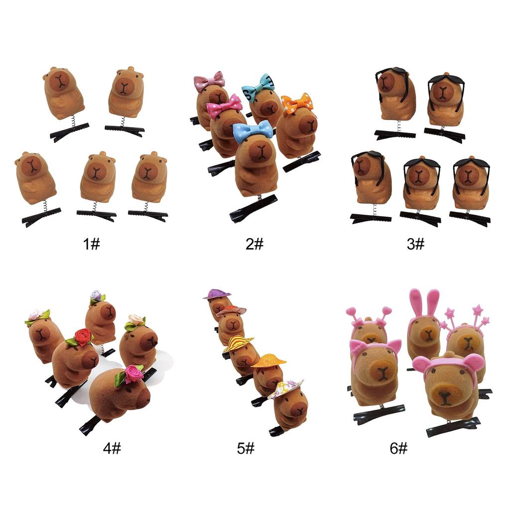 5er-Pack Cartoon 3D Capybara Plüsch-Haarnadeln Modische Tier-Haarspange Haar-Accessoires Geschenk für Mädchen und Frauen