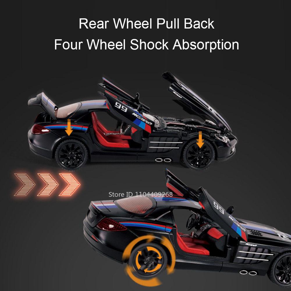 1:24 SLR E300L Sports Car Model Toy Metal Diecast Miniature Vehicles Models Pull Back Toys Collection Kids Birthday Gifts