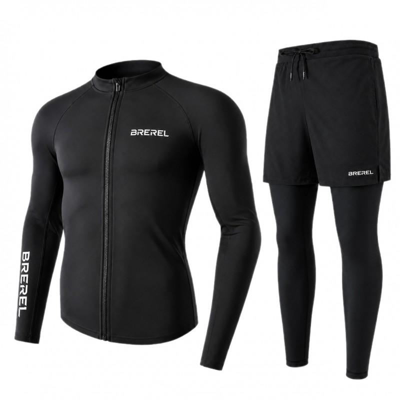 Heren UV-Bescherming Rash Guard Set Lange Mouw Zwemshirt Sneldrogende Boardshorts Snorkelen Surfen Kajakken