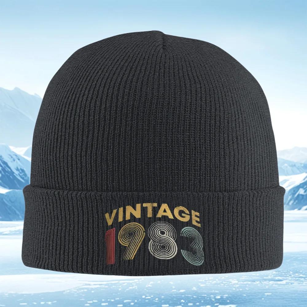 2026 Vintage Lettering Design Style Number Black Men Women Unisex Knitted Hat Beanie Pullover Cap Winter Thermal Warm Christmas