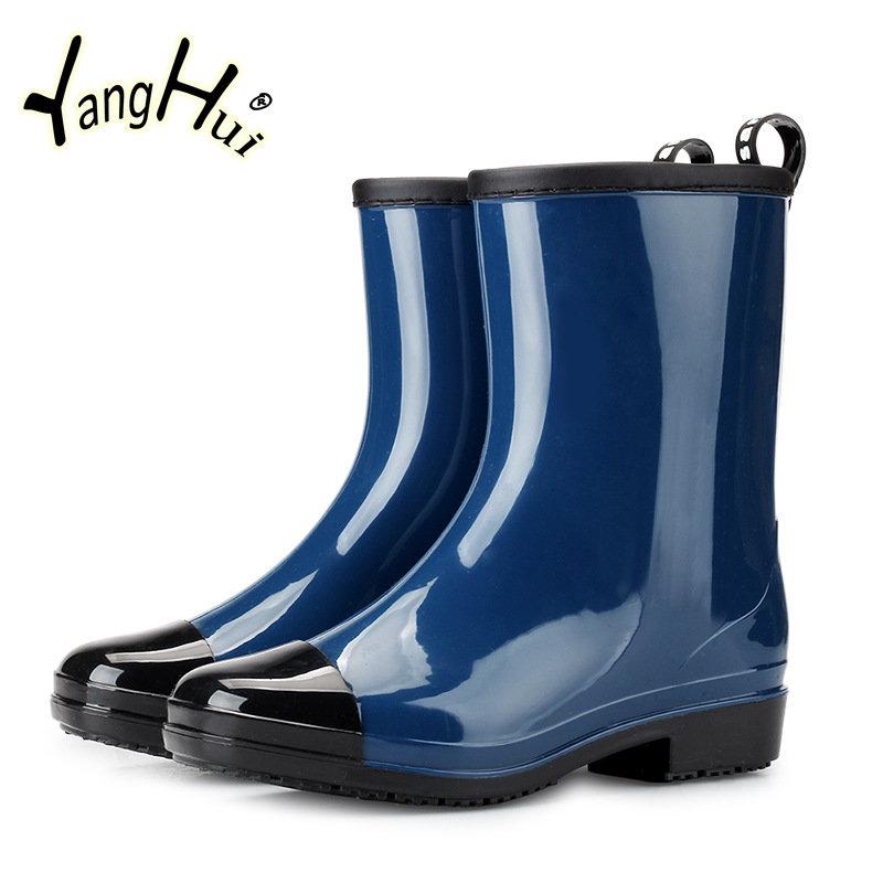 Waterproof Non-slip Wear-resistant Ankle Women's Rainboots Mixed Colors All-match Fashion Rain Shoes for Women 2024 New Spring