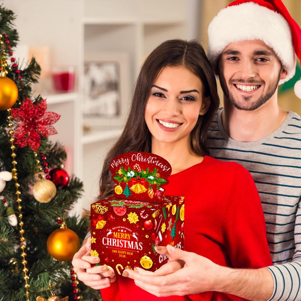 Christmas Gifts Red Box Decorative Paper Material Party Holiday Celebrations