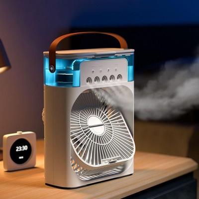 Portable Fan Air Conditioners USB Electric Fan LED Night Light Water Mist Fun 3 In 1 Air Humidifie For Home