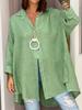2026 European & American Women's Summer Cotton Linen Loose-Fit Nine-Sleeve Shirt