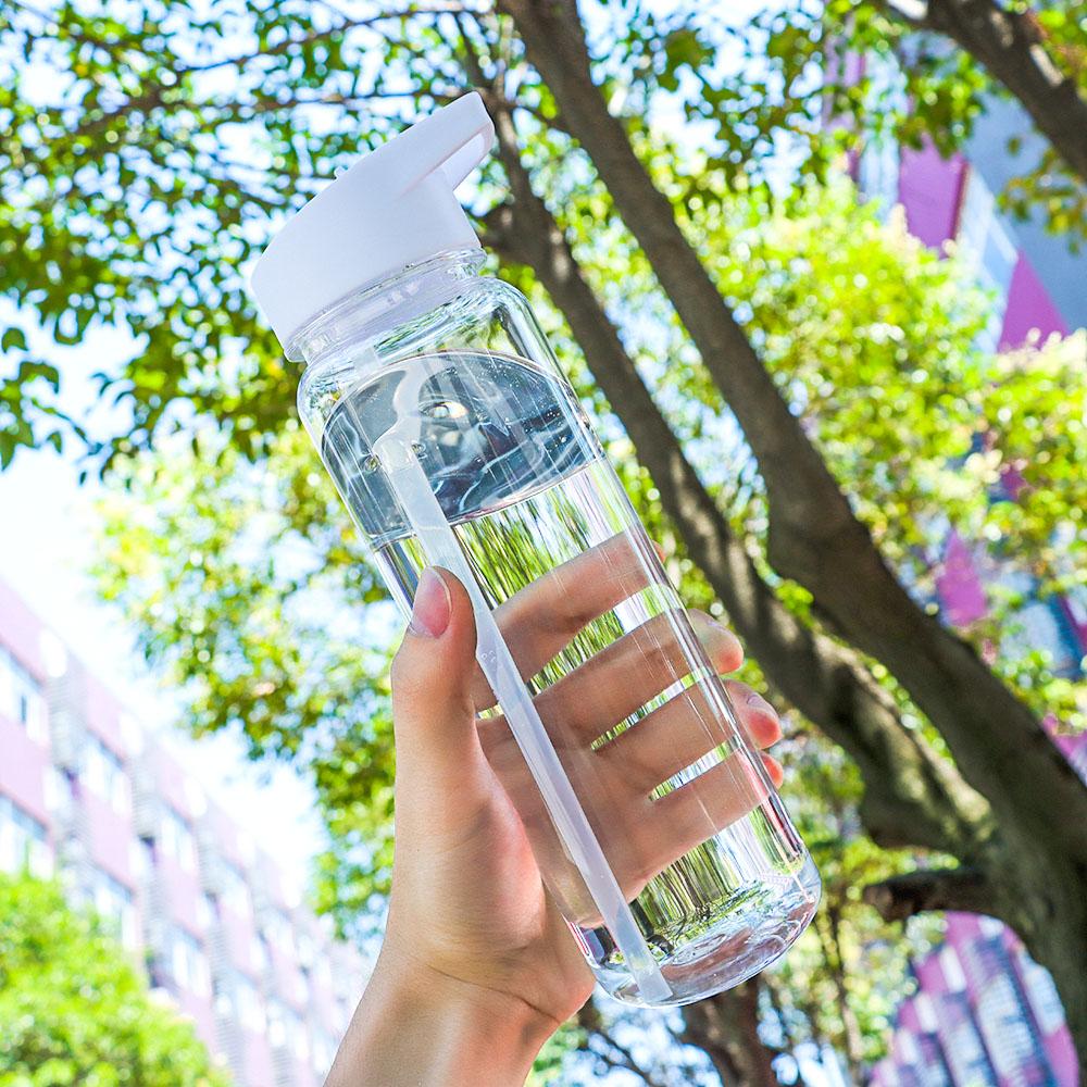 Průhledná bez BPA S brčkem na pití Skládací sportovní láhev na vodu Pítko Nepropustné Lahve Sportovní pohár