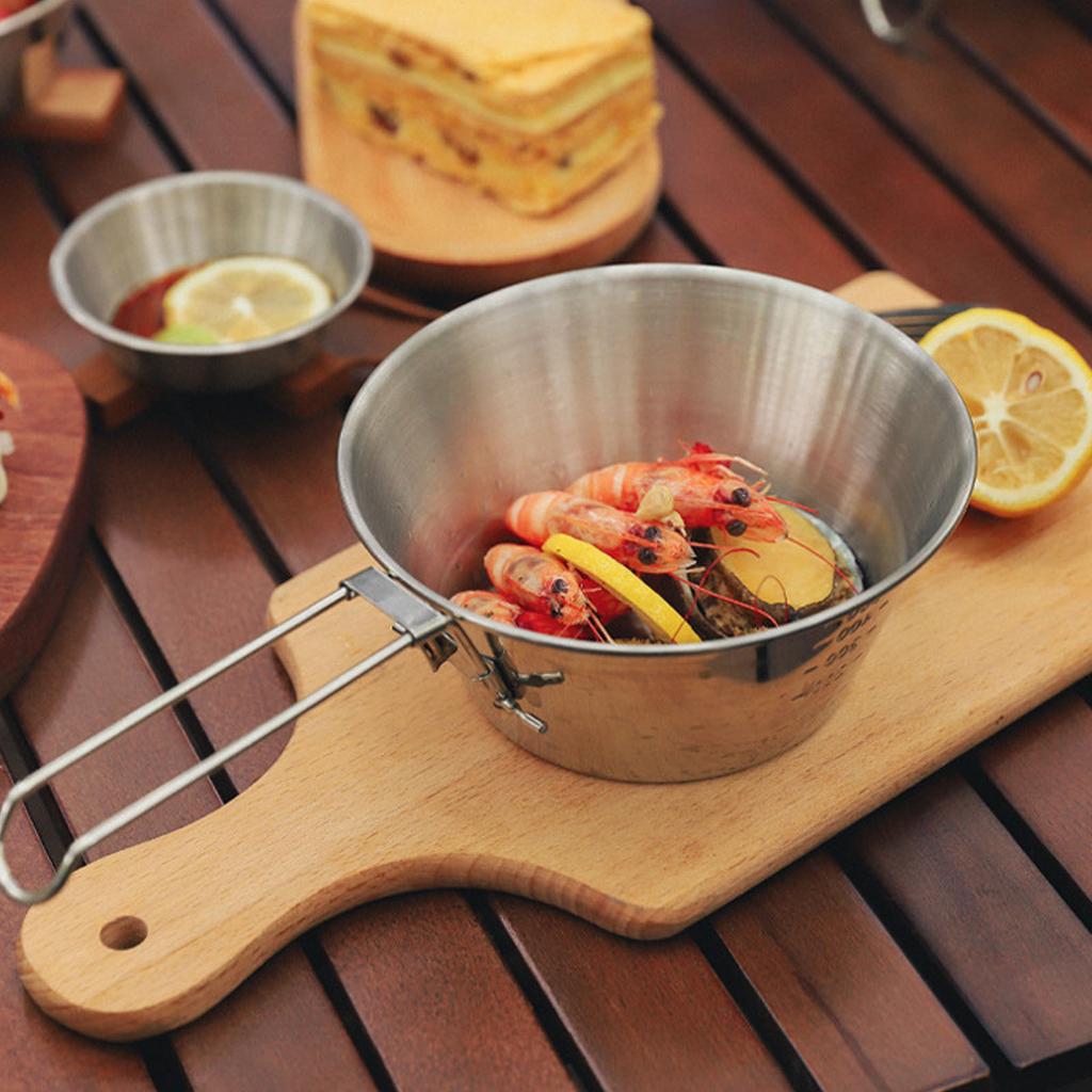 Camping Folding Bowl Stainless Steel Multipurpose Portable Foldable Bowl for Picnic BBQ 300ml Camping Folding Bowl