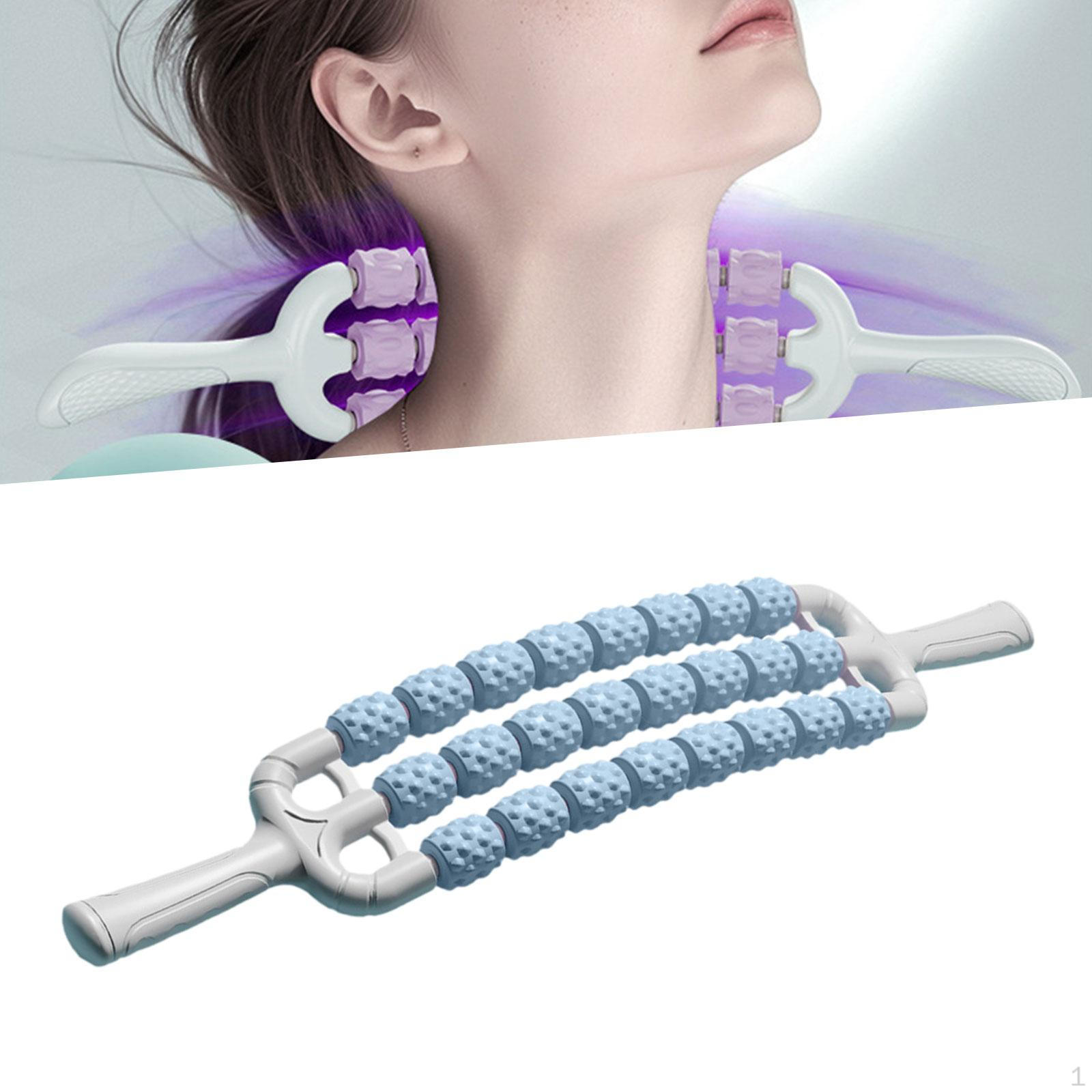 

Сгибаемый 3-рядный ручной массажный ролик 46x9 см, аксессуары, легкий вес, для фитнеса мышц ног и спины синий