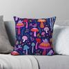 Magical Mushrooms On Navy Square Pillowcase Polyester Linen Velvet Pattern Zip Decor Throw Pillow Case Room Cushion Case
