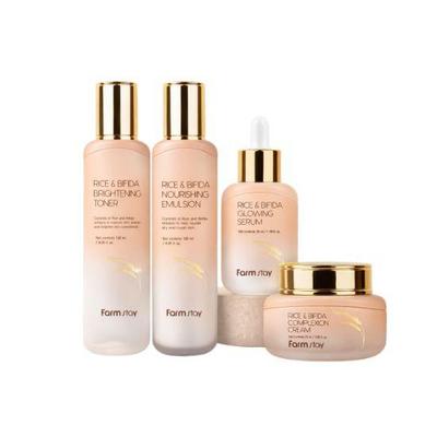 Rice & Bifida Skincare Set Brightening & Nourishing 4-Piece Set (Toner 120ml + Emulsion 120ml + Serum 35ml + Cream 55ml)