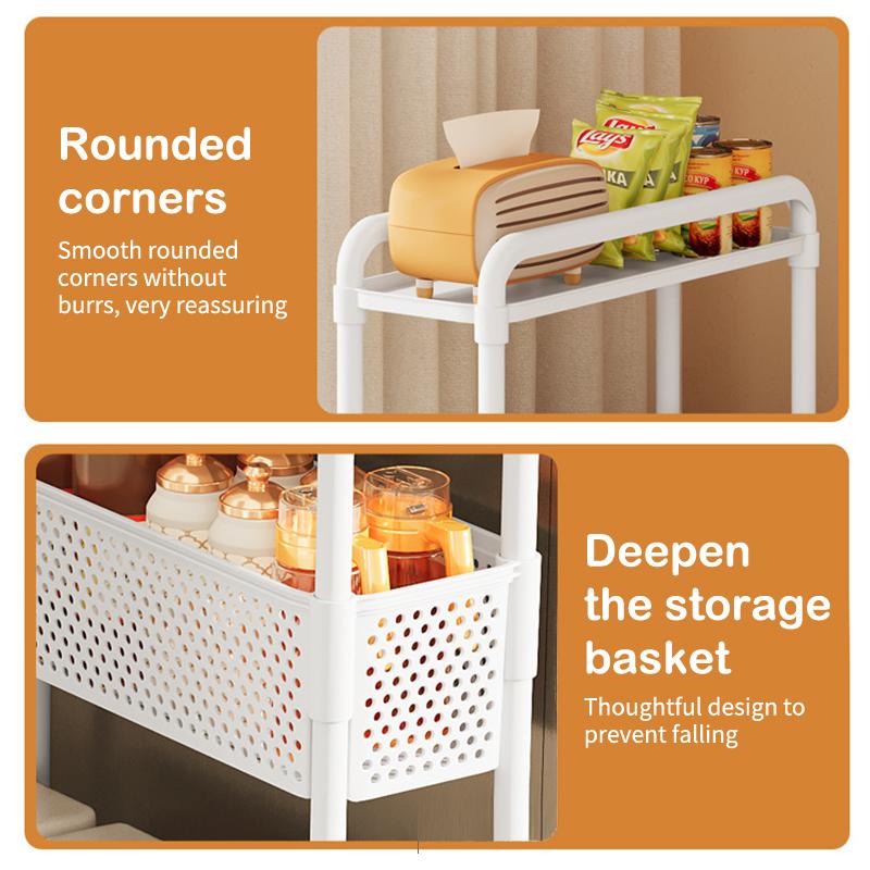 Mobile Shelf With Wheels Narrow Gap Trolley Multi-Layers Storage Rack Kitchen Bathroom 2/3/4 Tiers Storage Trolley Rolling Cart