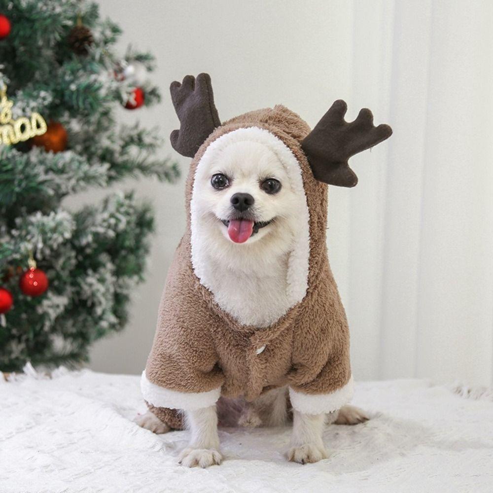 Cartoon Christmas Dog Costume Warm Pet Cosplay Clothes Pet Supplies Cat Jumpsuits  Winter