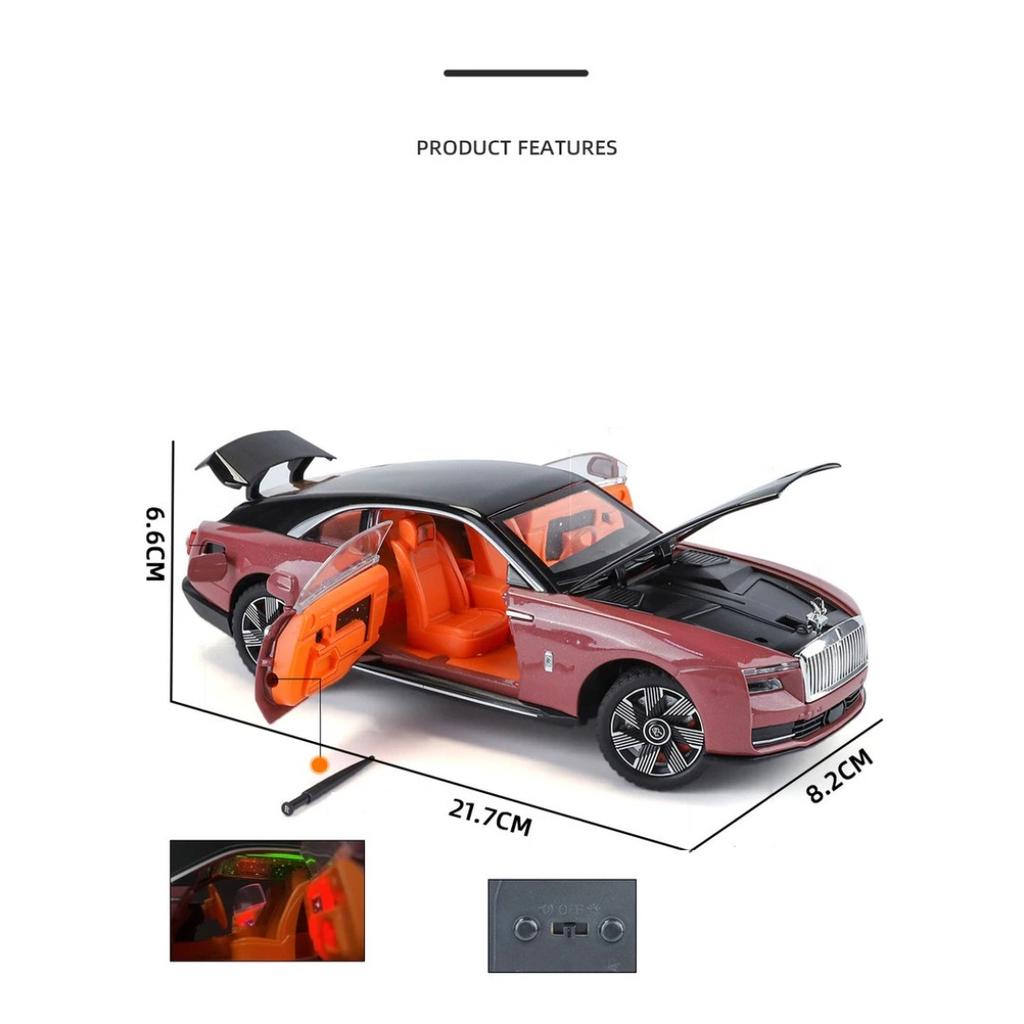 1/24 Rolls Royce Spectre Alloy Die Cast Toy Car Model Sound and Light Children's Toy Collectibles Birthday Gift