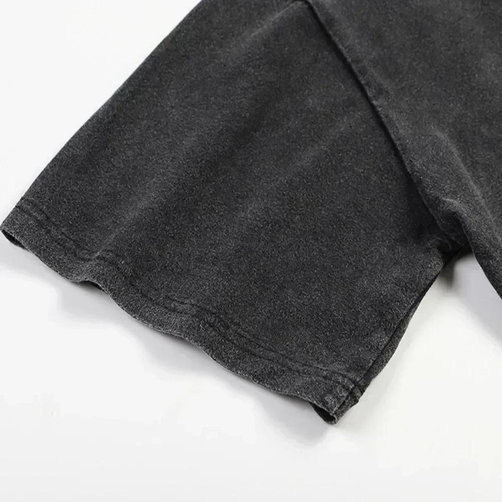 High quality men's vintage washed T-shirts hip-hop trendy short sleeved T-shirts fashionable oversized T-shirts