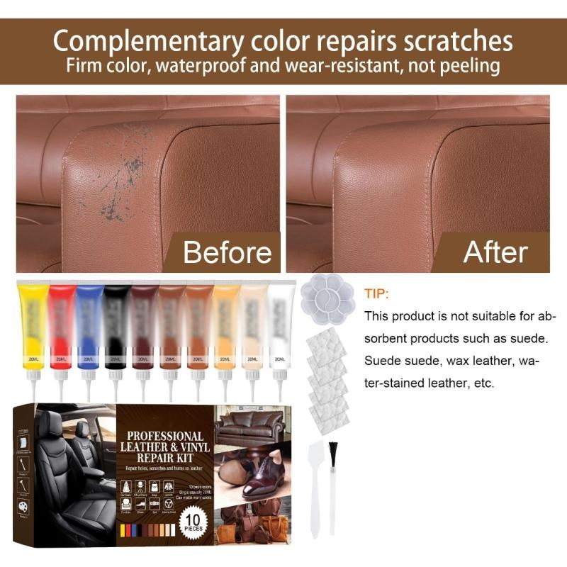 Advanced Leather Color Restorer Cream Set With Conditioning Repair For Car Interior Surfaces Sofa, Jacket