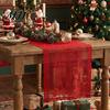 Holiday Table Runner Christmas Lace with Tassels, Sheer Embroidery Snowflake Sleigh Xmas Tablecloth, Cover for Parties Dining Room Decor Entryway