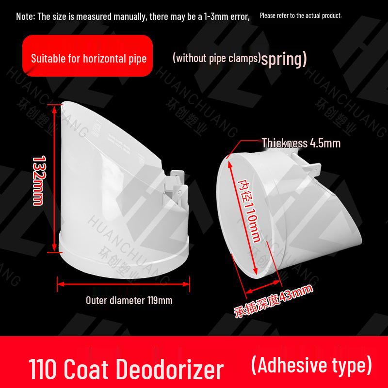 PVC Self-Closing Odor Trap Pipe, Insect & Rodent Proof, Fits 50/75/110mm Septic Tank Sewage Outlets