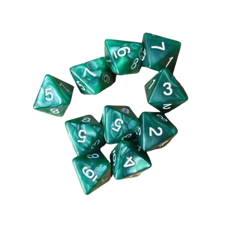 10Pcs 8-Sided Acrylic Dices Marble Pattern Polyhedral Dices for Table Game