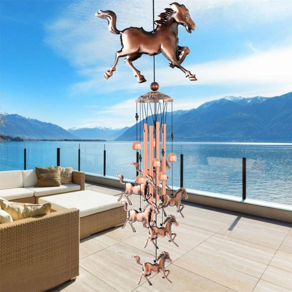 Handgefertigte Kupferspirale Windspiel Pferdeform Windglocke Vintage Metallglocke Tier Hängende Dekoration Balkon Hof Dekoration