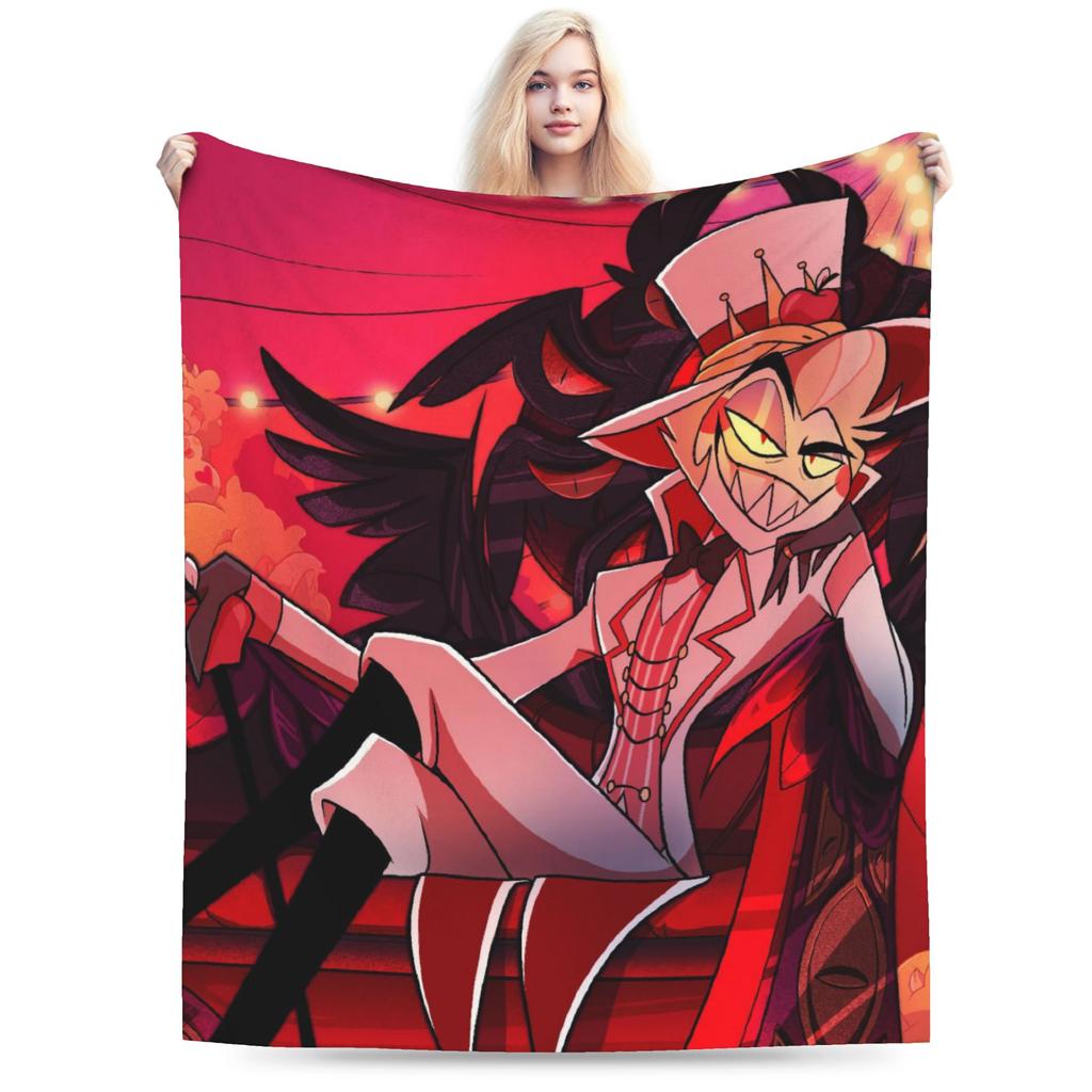 Cartoon Hazbins Hotels Lucifer Blanket Flannel Spring Autumn  Breathable Super Soft Throw Blankets for Home Bedroom Bedspread