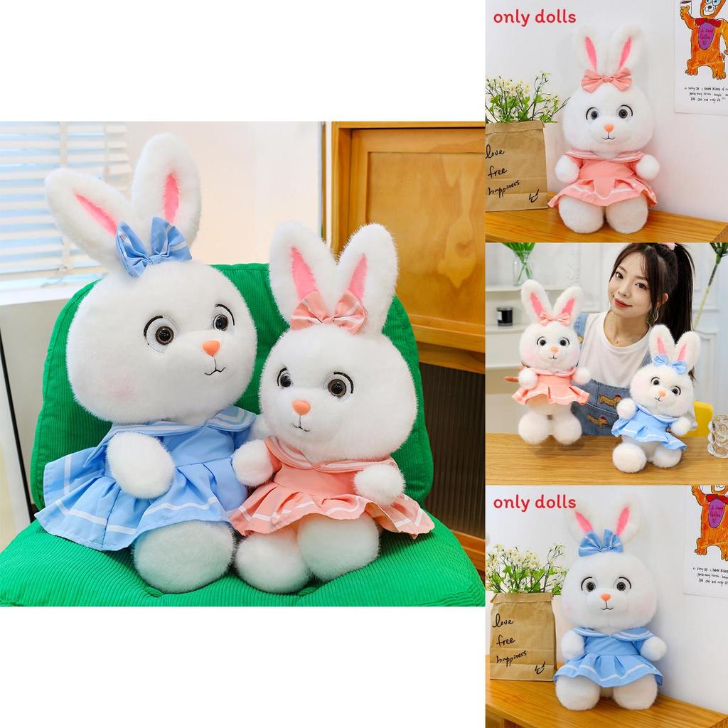 Plush Rabbit Toy With Dress And Bow Decoration For Girls Gift And Comfort