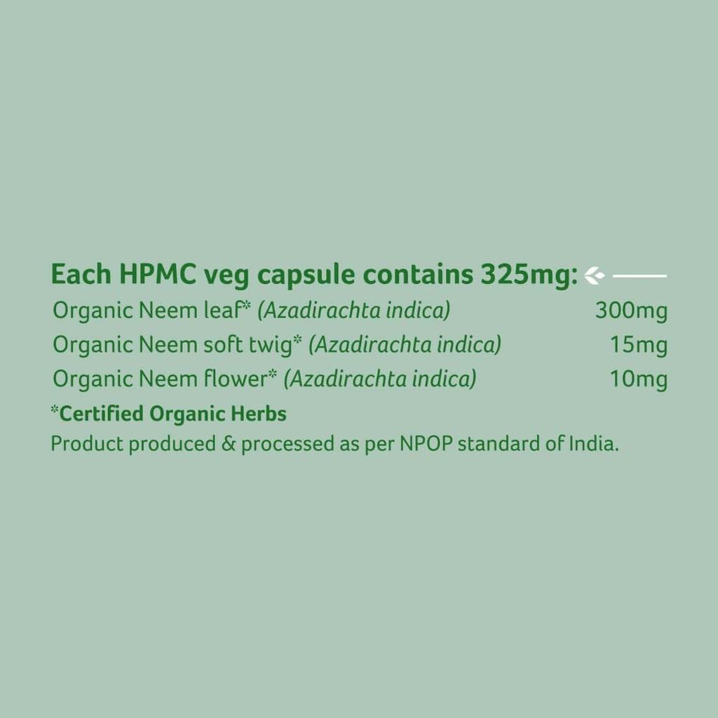 ORGANIC INDIA Neem Veg Capsules 325mg 2 Pack for Skin Health and Natural Detox Supplement