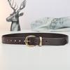 Copper Buckle Belt Women'S Style Retro Pure First Layer Cowhide Simple Korean Jeans Belt Genuine Leather Black