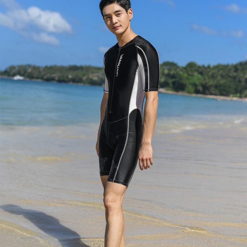 Mens UV Protection Swimwear Set Long Sleeve Short Pants Quick Dry Nylon Rash Guard Suit Surfing Diving