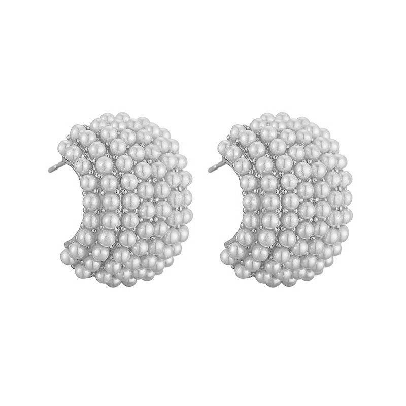 Hot Sale Luxury Jewelry Pearl C-shaped Earrings Korean Fashion Design Women's Earrings