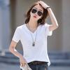 Women's Summer Solid Color Loose V-neck Short-sleeved T-shirt Simple and Comfortable Casual Tops