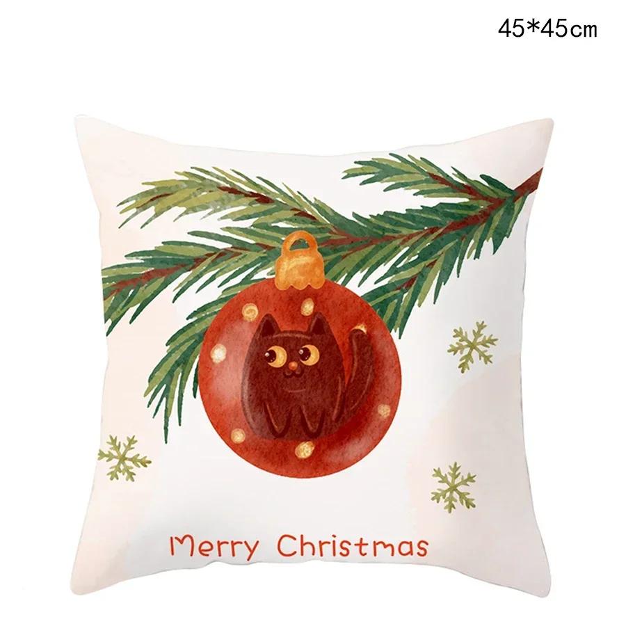 Federa per Cuscino di Natale Cartone Animato Babbo Natale Pan di Zenzero Auto Copricuscino Ghirlanda di Natale Casa