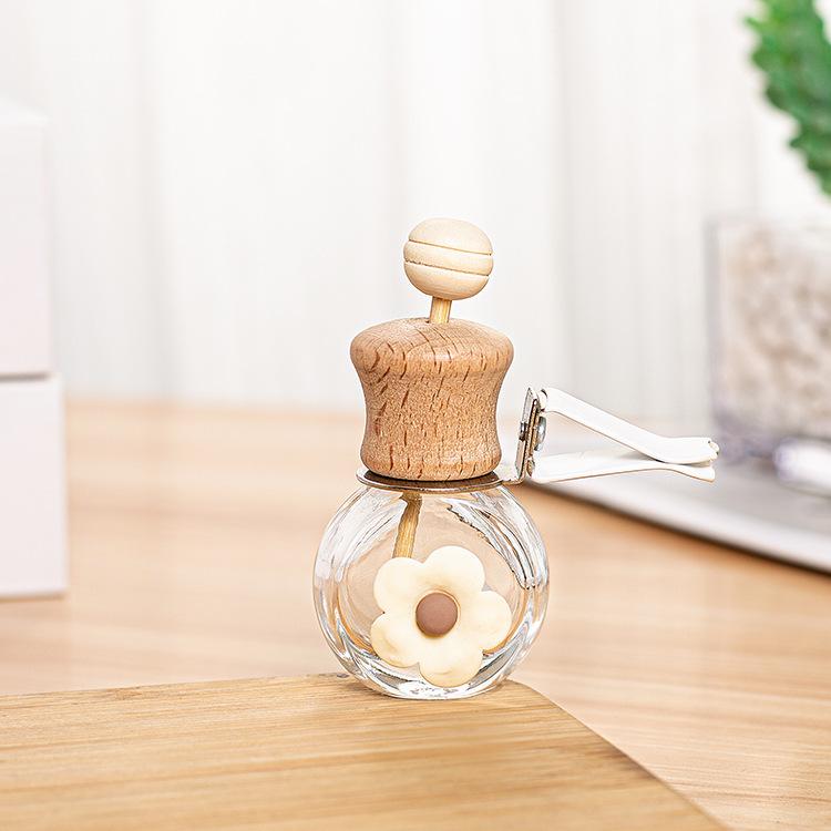 Cartoon Car Perfume Bottle Flat Circular Interior Decoration Empty Bottle Pendant Does For Essential Oils Diffuser Fragrance