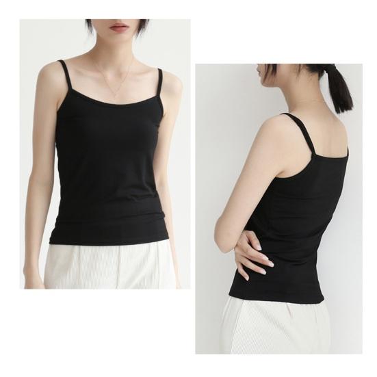 Summer Vest Sling Sleeveless Slim Version Tops Solid Color Soft Elastic Tank