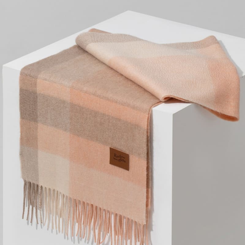 RECLOW 100% Cashmere Check Muffler Orange