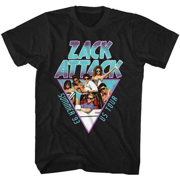 Saved By The Bell Cast Convertible ZACK ATTACK Summer 93 US Tour Men T Shirt S