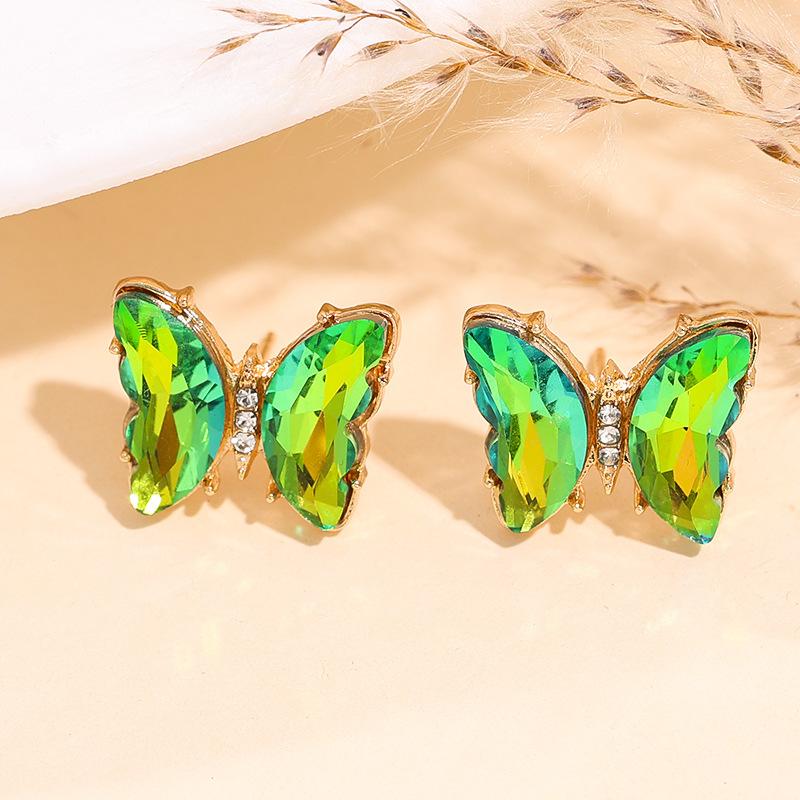 Hot sale gradual change color women butterfly earrings light luxury high sense fashion earrings