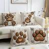 Rustikales Pfotenabdruck Kissenbezug Kissenhülle Kurzer Plüsch Quadratische Überwurf-Kissenbezüge Kissenbezug Sofa Heimdeko Geschenk