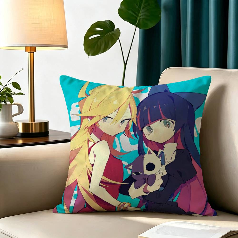 p-Panty And Stocking Anime Square Double-Sided printed Pillow Case Bedroom Bedside Pillow Sofa Cushion Cover