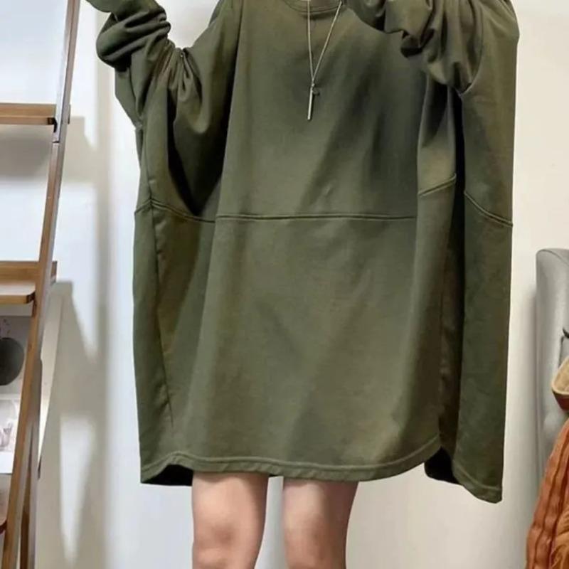 Sweatshirt for Women Cotton Oversize Solid Color Loose Round Neck Casual Pullover Long Sleeve Winter Sweatshirt Top