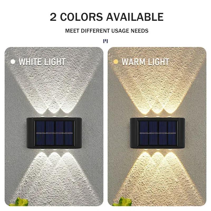 Solar LED Wall Light Outdoor Waterproof Dusk To Dawn Security Fence Lamp 6LED Bright for Garden Yard Patio Pathway Home Decor