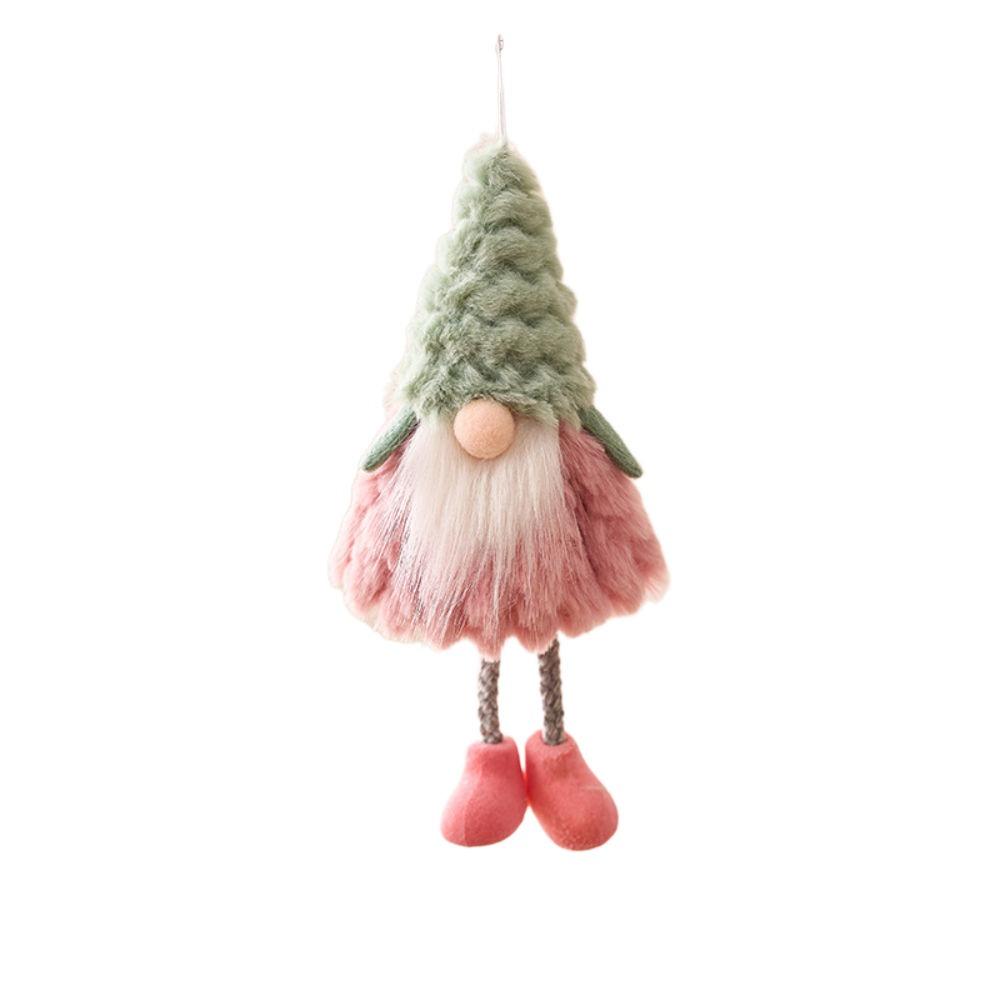 Pink Green Christmas Decorations Santa Snowman Doll Embellishment Hanging Pendants Doll Festival Accessories Xmas Tree Ornaments
