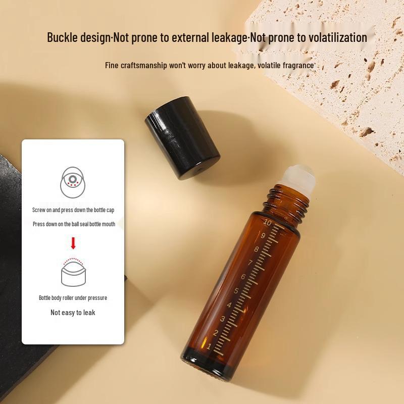 Light-Proof 10ml Glass Rollerball Bottle for Essential Oils and Perfumes - Portable, Refillable, and Cost-Effective.