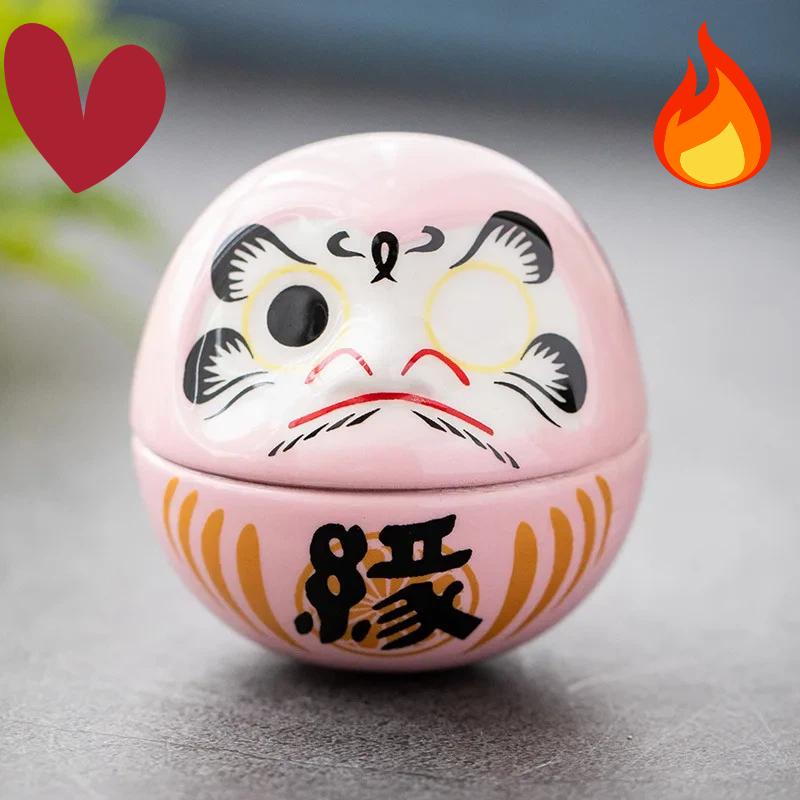 Japanese Ceramic Daruma Cartoon Lucky Cat Fortune Ornament - Home Decor Living Room Landscape Accessories Gifts