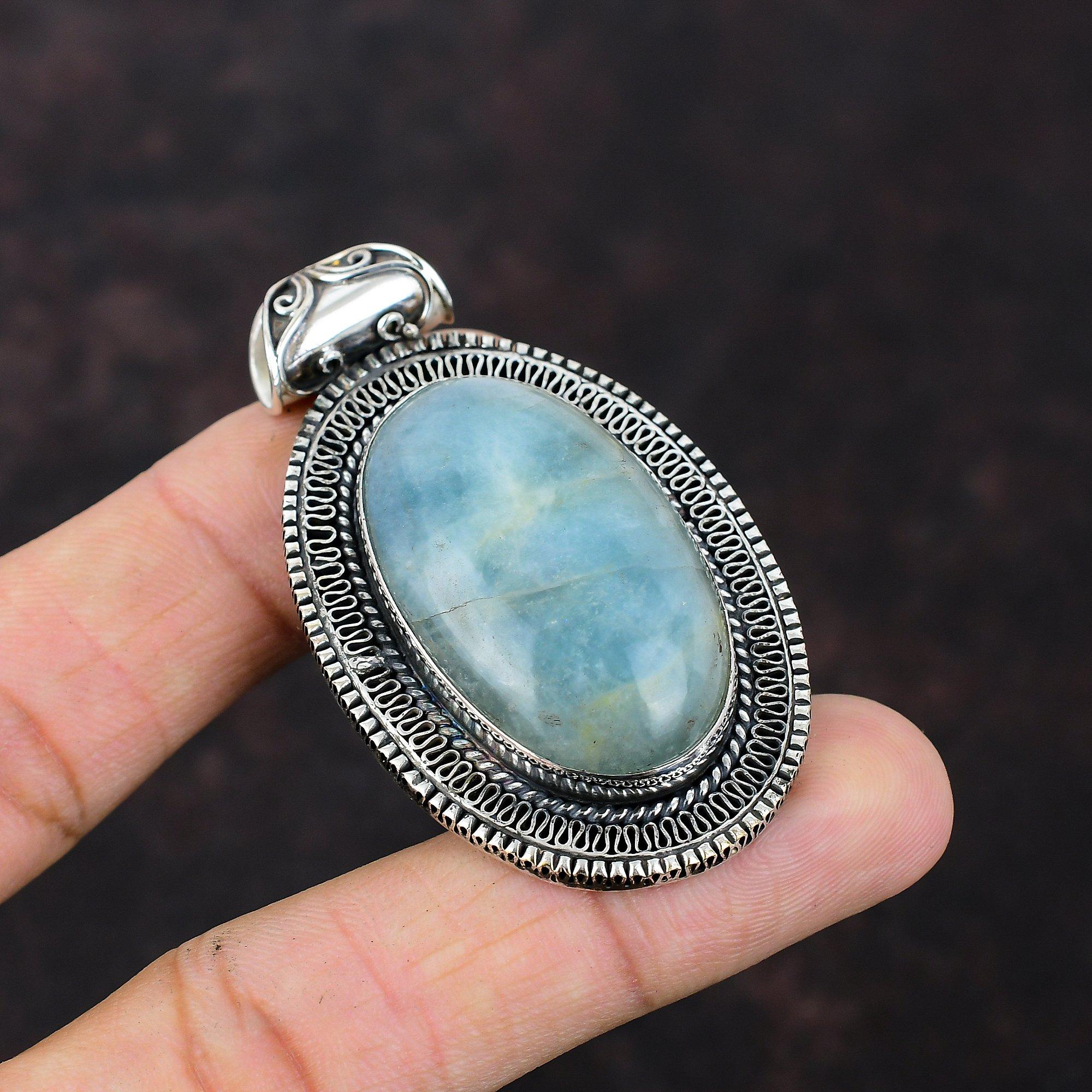 

Кулон с аквамарином, винтажный кулон, ювелирные изделия из драгоценных камней, подвеска из стерлингового серебра 925 пробы, удивительный кулон ручной работы, новейший дизайн, ювелирный подарок для мамы