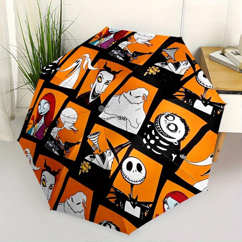 

Nightmare Before Christmas,Jack Skellington Automatic Opening and Closing Umbrella - 8-rib Reinforced Folding Design, Lightweight and Portab