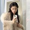 Autumn and winter new round neck imitation fox hair small short loose thickened fluff Internet celebrity coat women