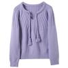 Sancai Women's 2026 Winter V-Neck Cable Knit Pullover